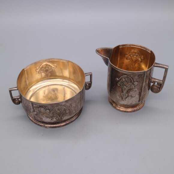 Beautiful Antique Silver Plated Cream & Sugar Set | Marked WMF EP - Picture 2 of 8